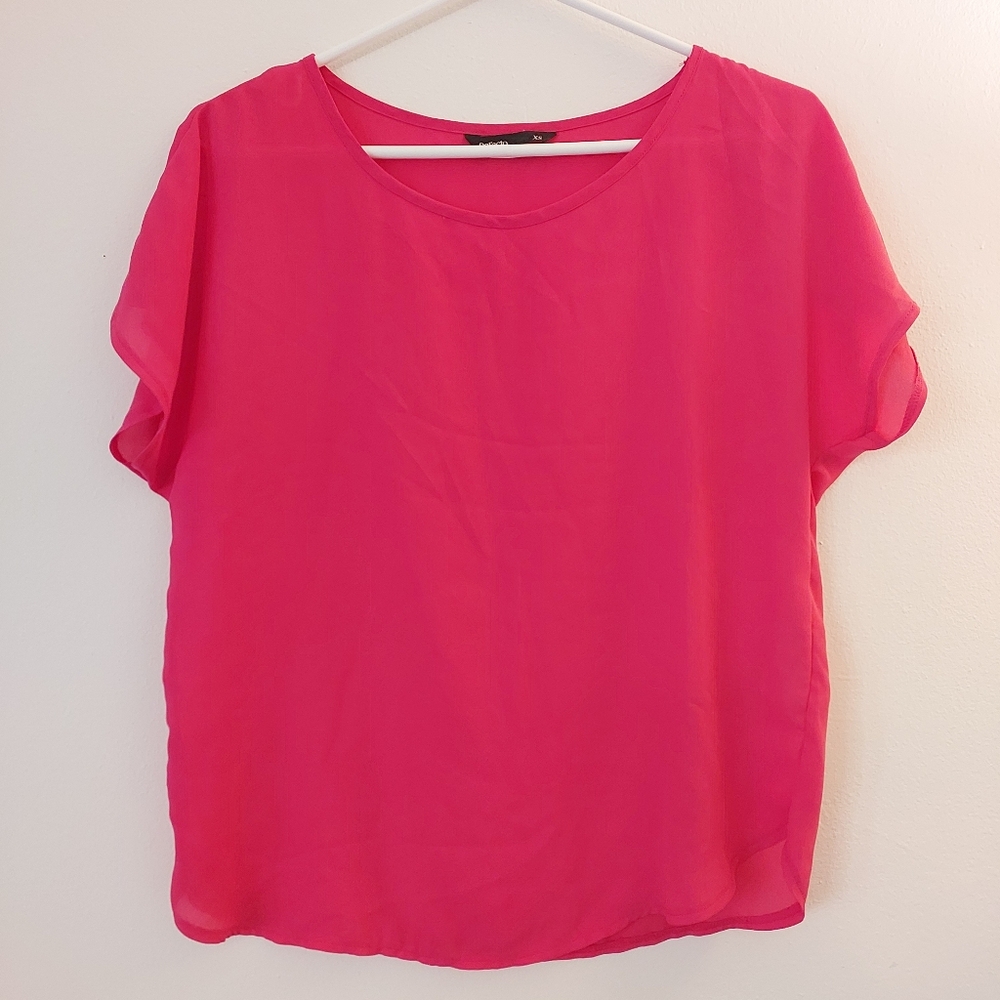 Pink Mesh Oversized XS Short Sleeves Top